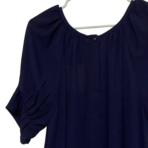 Gibson Latimer Womens Semi Sheer Top L Navy Blue Career Business Office Layering - Picture 4 of 9